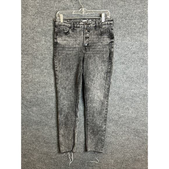 Old Navy Rockstar Super Skinny Distressed Hem High Rise Button Fly Jeans 8 - Picture 1 of 9